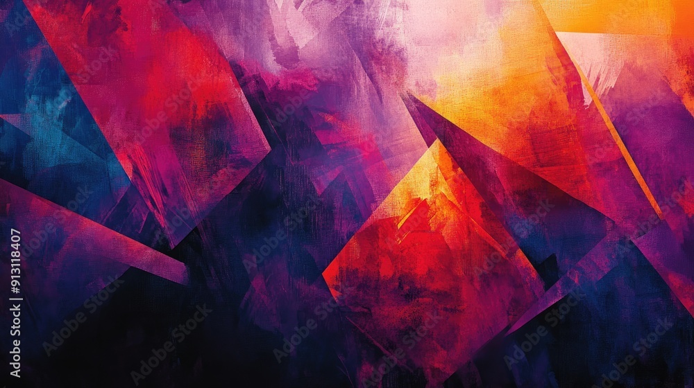 Poster bold abstract background with high-contrast colors and sharp geometric forms, conveying a sense of p