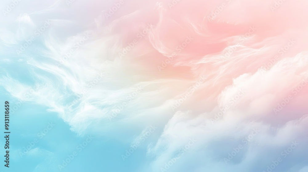 Poster smooth gradient background blending pastel shades, evoking a sense of calm and tranquility with soft