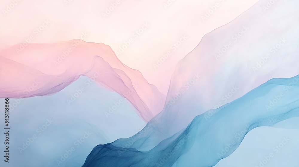 Poster smooth gradient background blending pastel shades, evoking a sense of calm and tranquility with soft