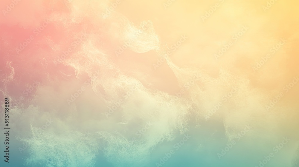 Poster smooth gradient background blending pastel shades, evoking a sense of calm and tranquility with soft