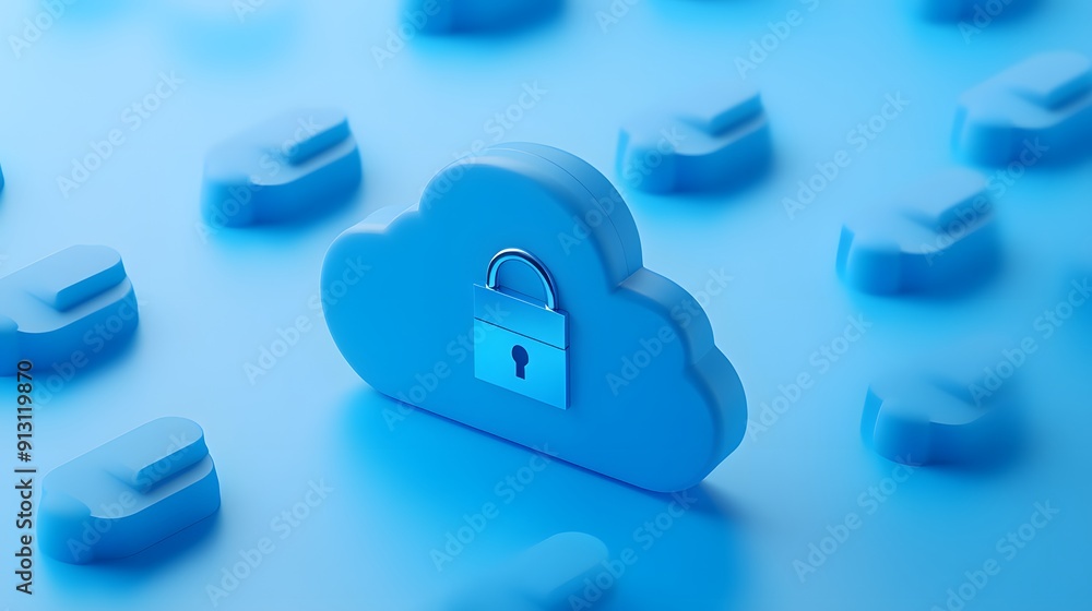 Aufkleber secure cloud storage concept with a padlock on a cloud icon, surrounded by envelope symbols. data se