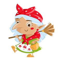 witch russian magic forest woman kids print