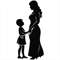 Mother child silhouette vector illustration on white background