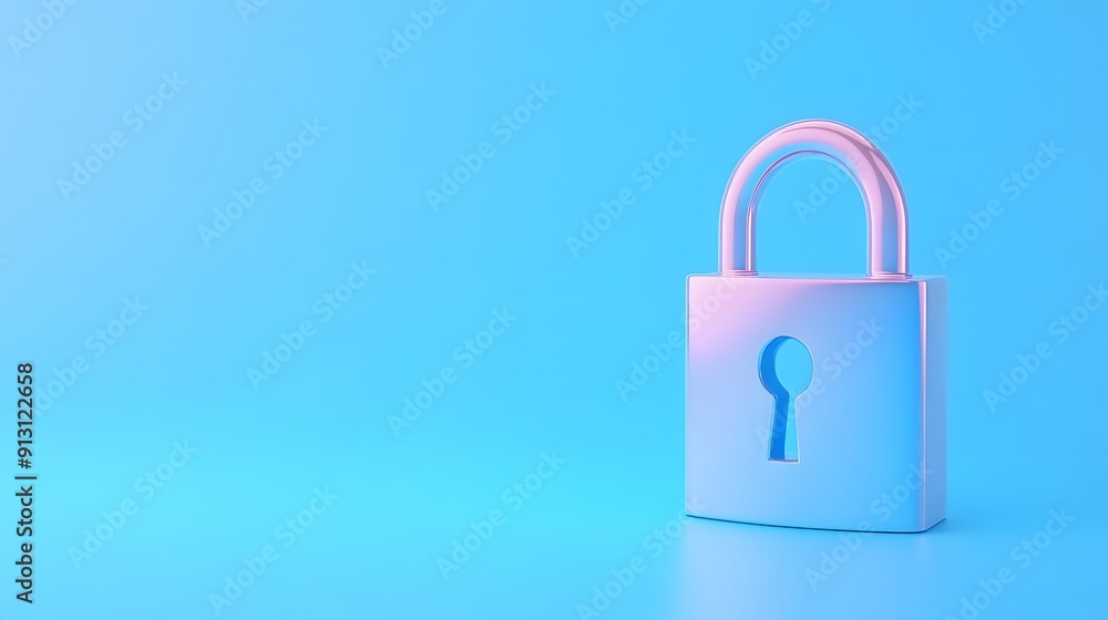 Poster secure padlock on a blue background representing safety, protection, and security. ideal for concept