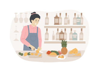 Making bar preparations isolated cartoon vector illustrations.