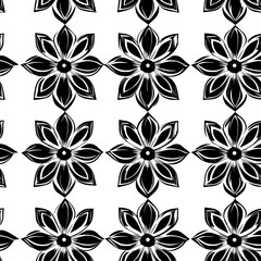 Alternating flower patterns in a rhythmic sequence, seamless pattern vector