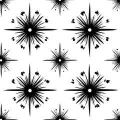 Obraz premium Series of floral shapes radiating from central points, seamless pattern vector