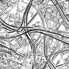 Obraz premium Series of road maps and highway signs in a uniform layout, seamless pattern vector