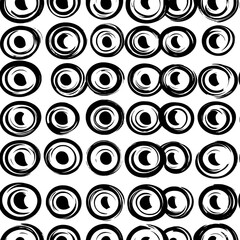 Symmetrical rows of alternating circles and ellipses, seamless pattern vector