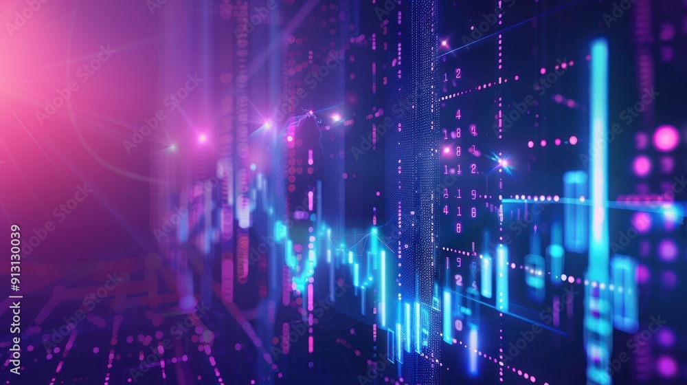 Poster Abstract Digital Data Visualization with Glowing Lines and Numbers