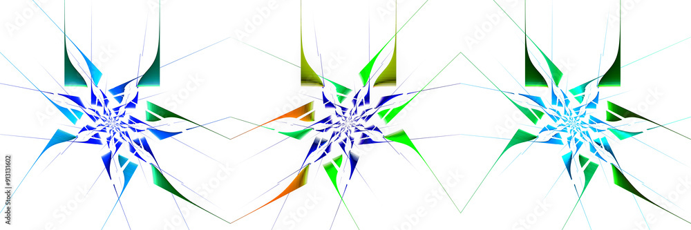 Fototapete a pattern on a white background of abstract flowers with unusual multi-colored petals. the flowers t