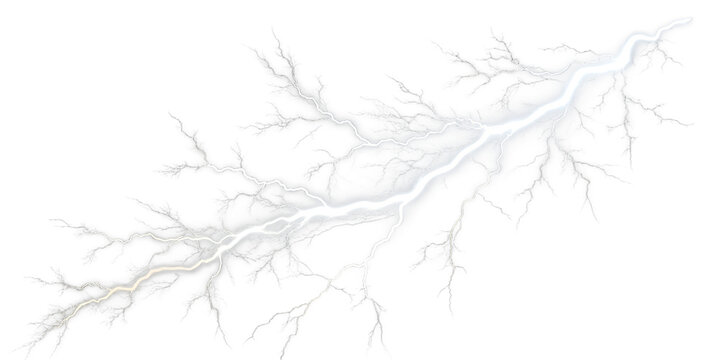 Bright white lightning bolt on transparent background
