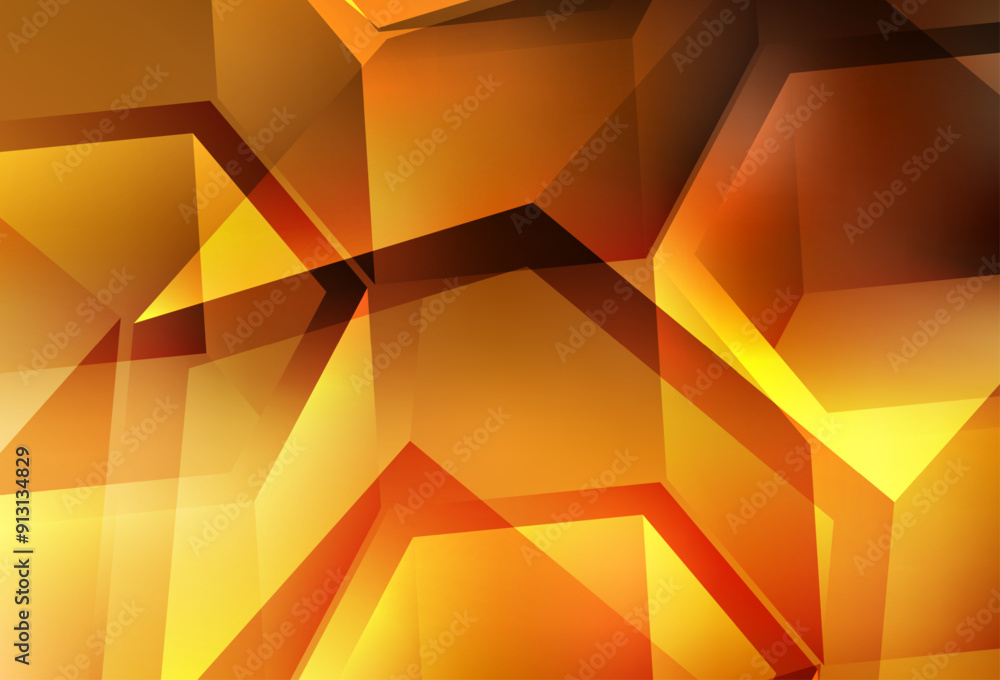 Poster light orange vector pattern with polygonal style with cubes.