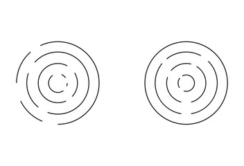 Circular ripple icon. Concentric circles with broken lines. sunburst, signal signs isolated on white background. Vector illustration. Eps file 62.