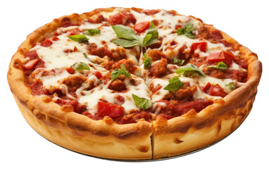 PNG Chicago pizza style food white background mozzarella.