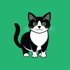 Cute cat mascot black vector illustration isolated on white background