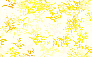 Light Green, Yellow vector doodle pattern with leaves, branches.