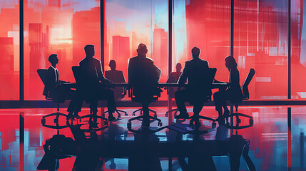 Business meeting analyzing goals illustration