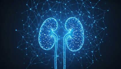 Futuristic Glowing Human Kidney in Medical Science
