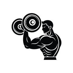 Muscles with dumbbell icon vector 