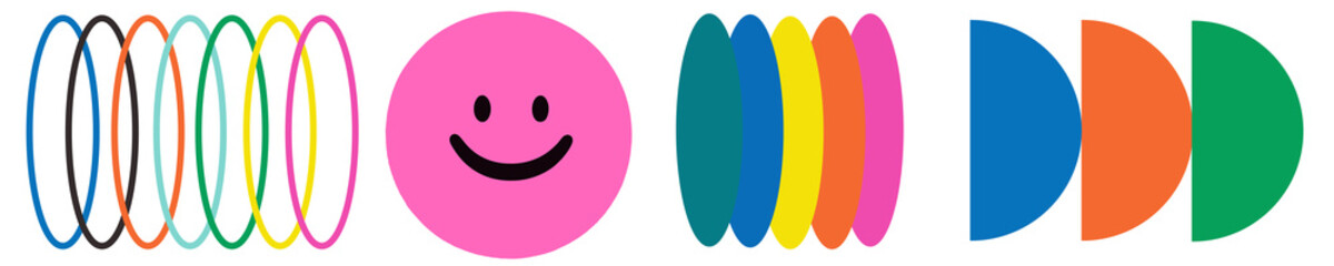 Fototapeta premium Cute colorful geometric shape png cut out element set