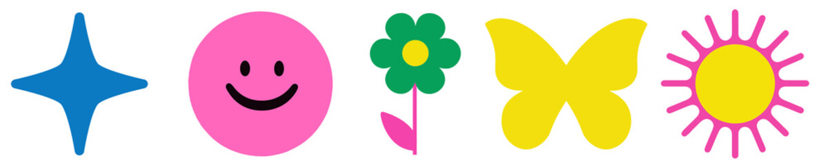 Cute colorful geometric shape png cut out element set