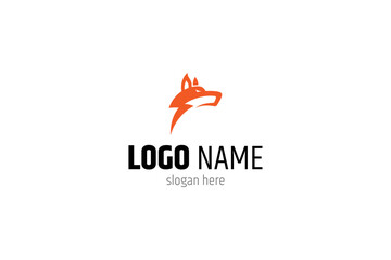 Obraz premium wolf logo with thunder combination in flat vector design