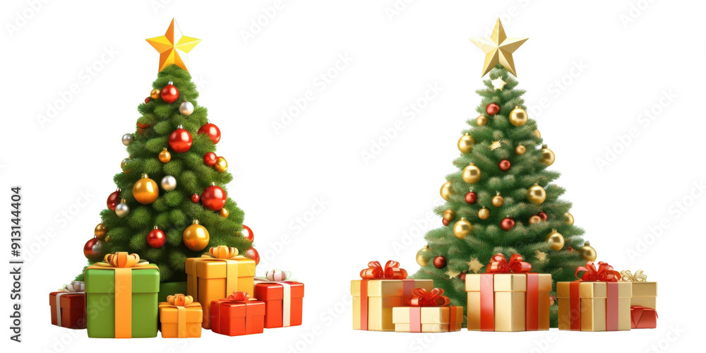 Poster christmas tree png element set on transparent background
