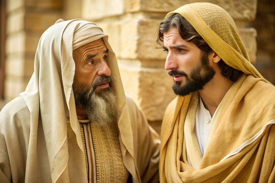 Jesus is talking to the Pharisee, a member of the Sanhedrin, Nicodemus