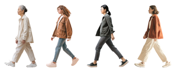 Casual women full body png cut out element set