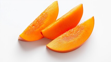 Persimmon slices with a vibrant orange color and a soft, juicy texture. Persimmon slices perfect for salads, desserts or as a healthy snack.