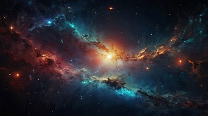 Fototapeta premium Abstract unique background of astronomical space illustration in endless infinity, combination of catchy colors on black theme