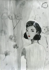 abstract woman portrait. watercolor painting. illustration © Anna Ismagilova