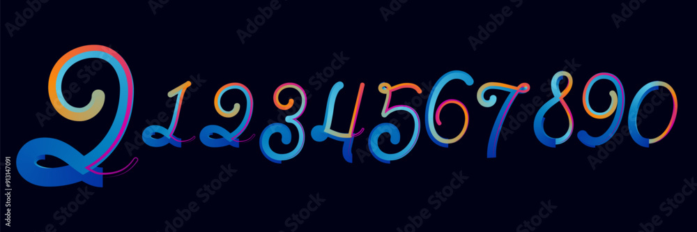 Fototapete vector set of numbers, set numbers, gradient numbers