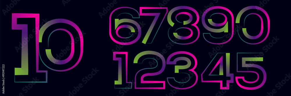 Fototapete vector set of numbers, set numbers, gradient numbers