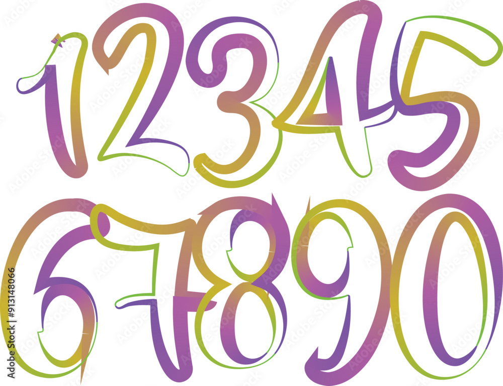 Fototapete vector set of numbers, set numbers, gradient numbers
