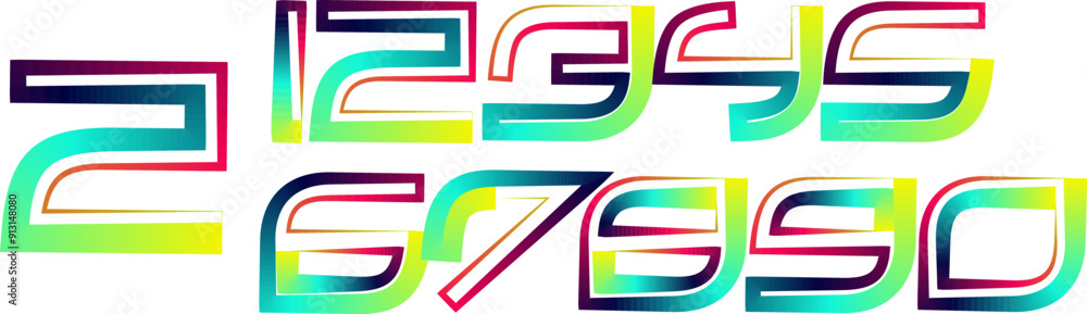 Fototapete vector set of numbers, set numbers, gradient numbers