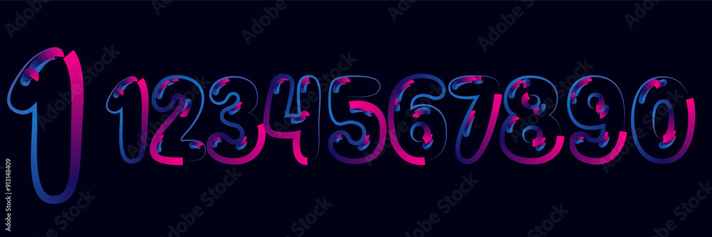 Fototapete vector set of numbers, set numbers, gradient numbers