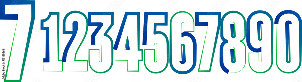 Fototapete vector set of numbers, set numbers, gradient numbers