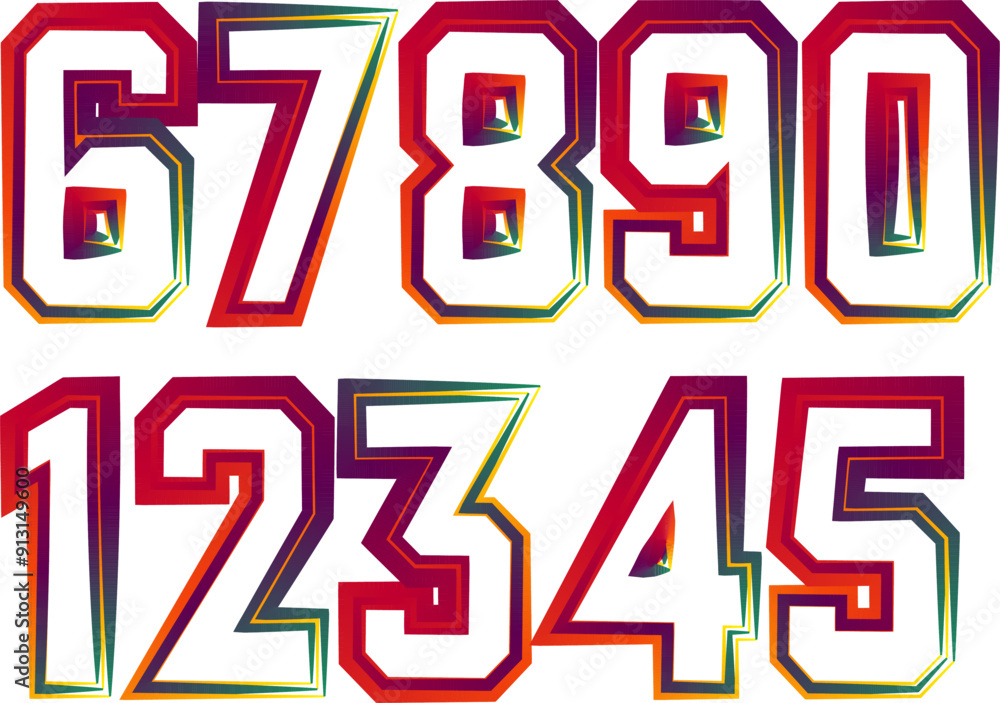 Poster vector set of numbers, set numbers, gradient numbers