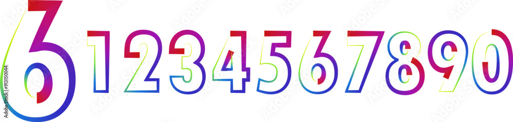 Fototapete vector set of numbers, set numbers, gradient numbers