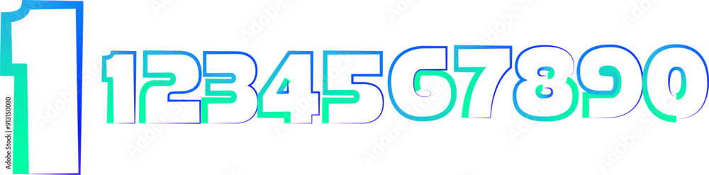 Poster vector set of numbers, set numbers, gradient numbers