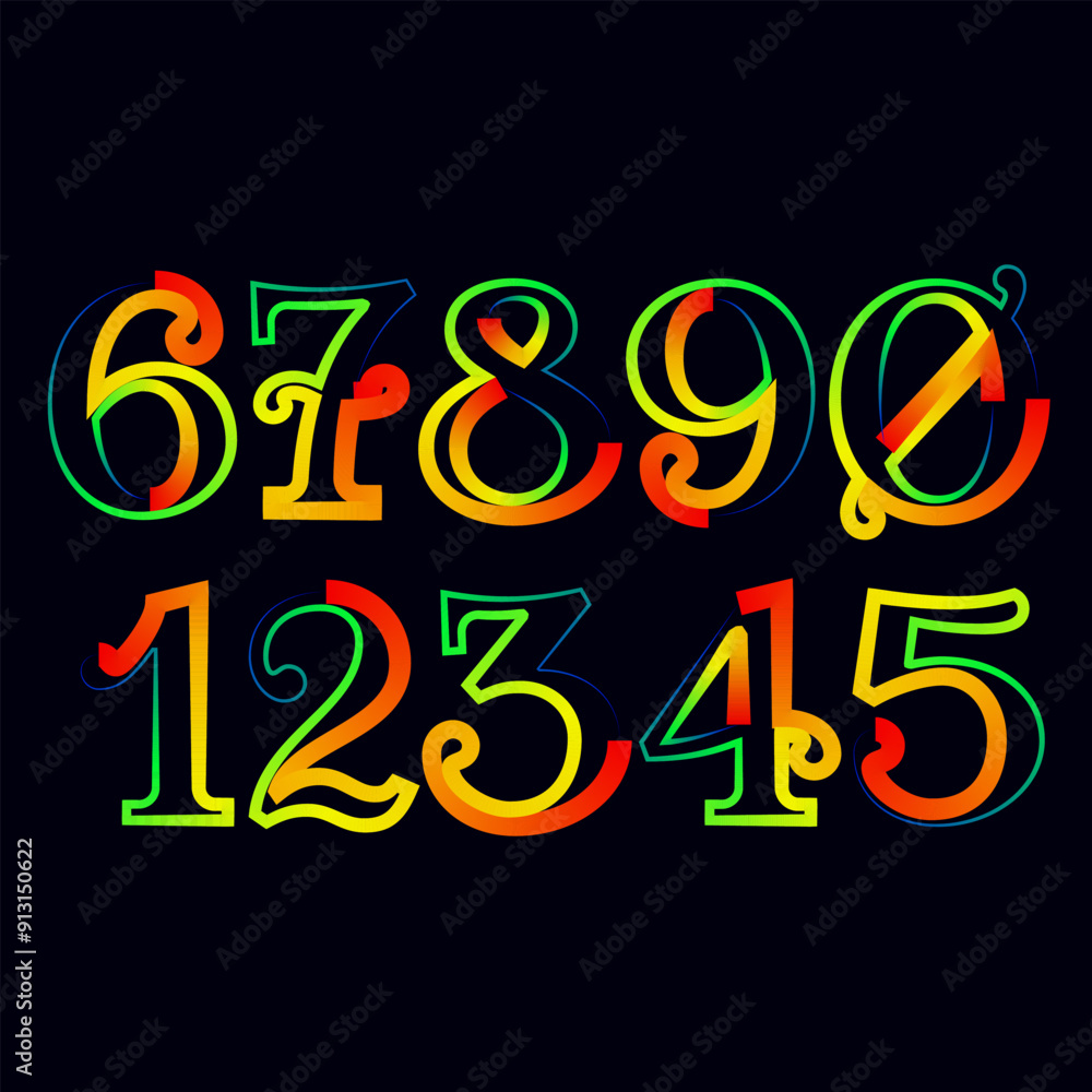 Fototapete vector set of numbers, set numbers, gradient numbers