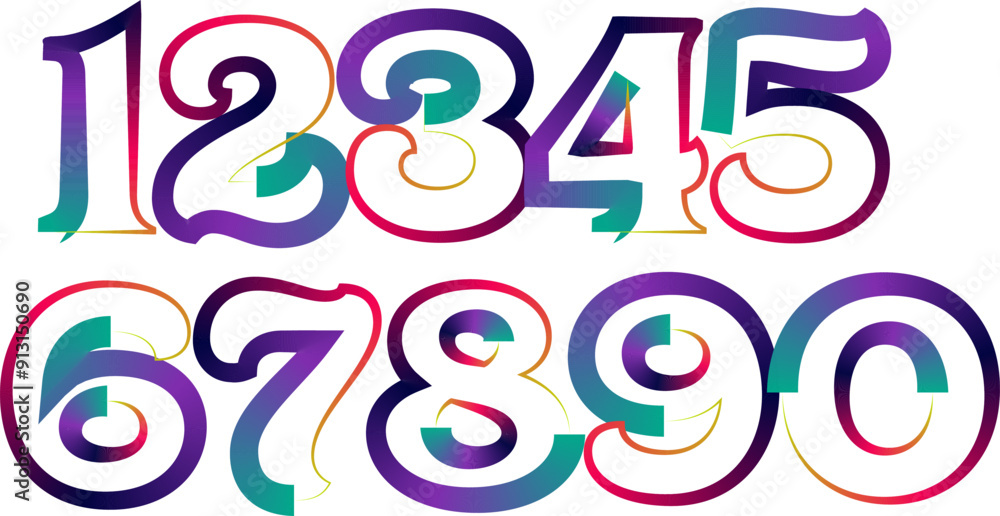 Fototapete vector set of numbers, set numbers, gradient numbers