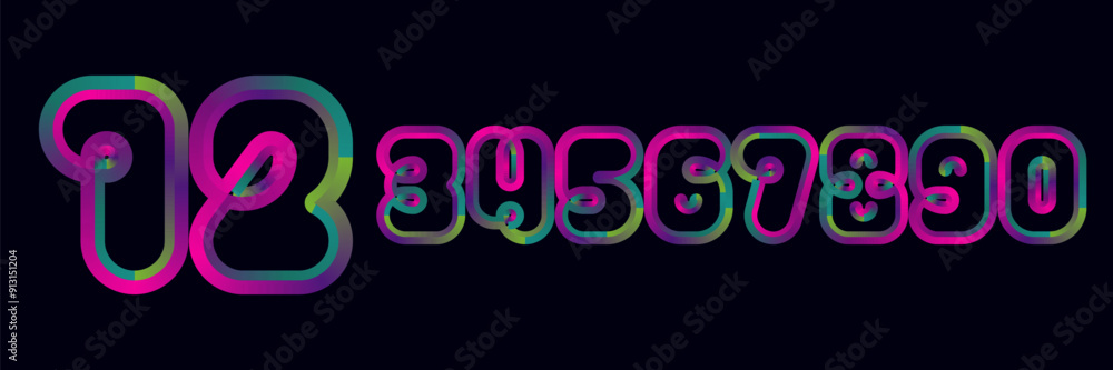 Fototapete vector set of numbers, set numbers, gradient numbers