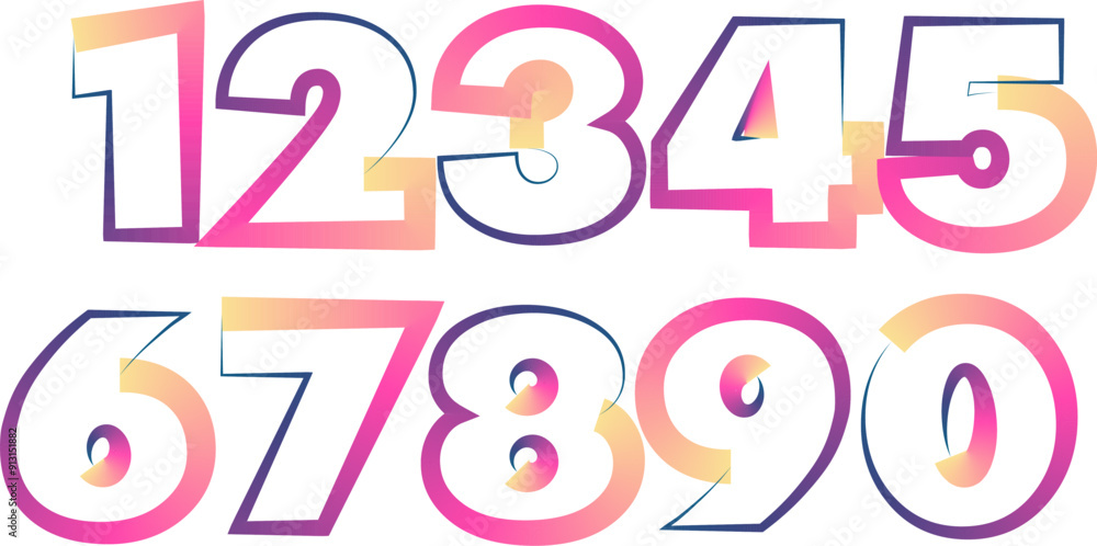 Fototapete vector set of numbers, set numbers, gradient numbers