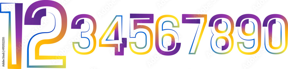 Fototapete vector set of numbers, set numbers, gradient numbers