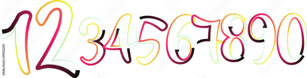 Fototapete vector set of numbers, set numbers, gradient numbers