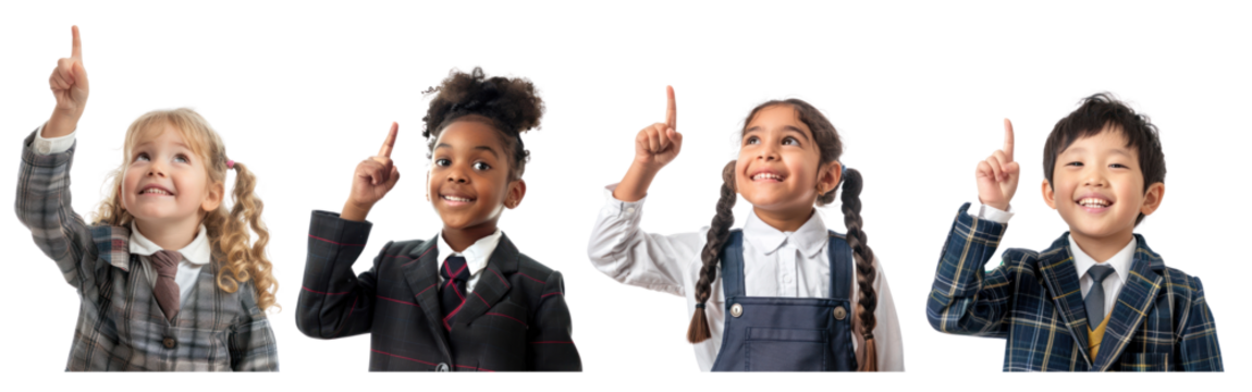 diverse elementary school student png cut out element set - Powered by Adobe