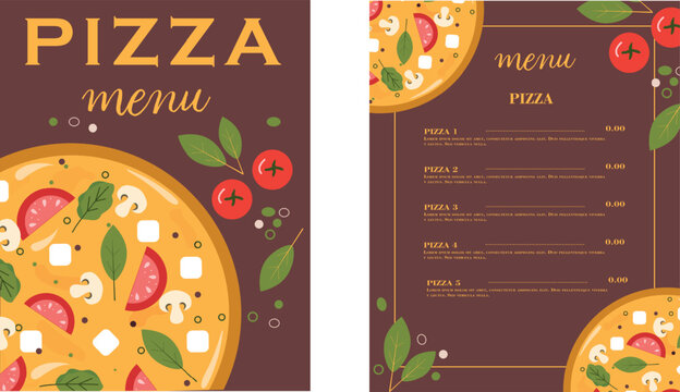 Menu template for restaurant, pizzeria and cafe. Pizza menu poster. - Powered by Adobe